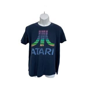 Atari Mens T Shirt Large Blue Top Tee Cotton Crew Neck Short Sleeve
